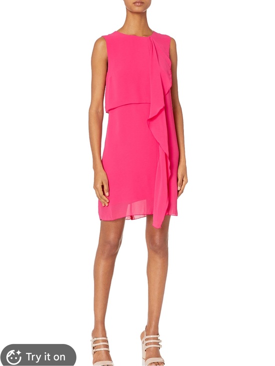 French Connection Dresses & Skirts - FRENCH CONNECTION James Pink Sleeveless Sheath Dress Asymmetrical Ruffle
